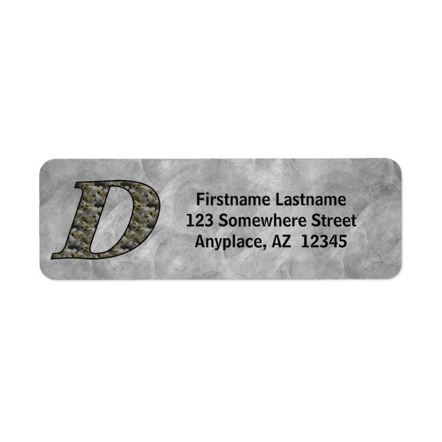 Monogram Initial D Hydrangea Return Address  (Front)