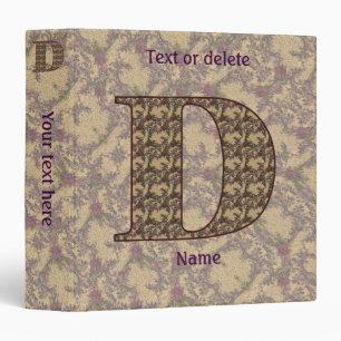 Monogram Initial D Vintage Floral Personalized Binder