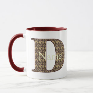 Monogram Initial D Vintage Floral Personalized Mug