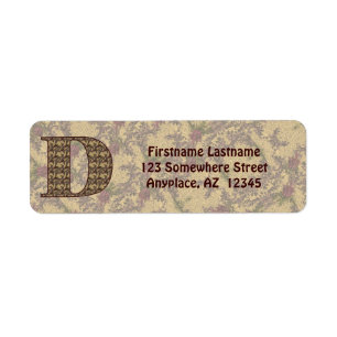 Monogram Initial D Vintage Floral Return Address