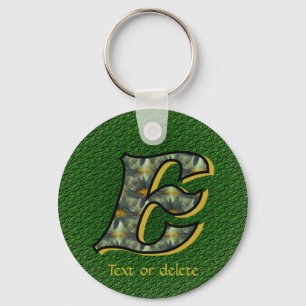 Monogram Initial E Daisies Art Personalized Keychain