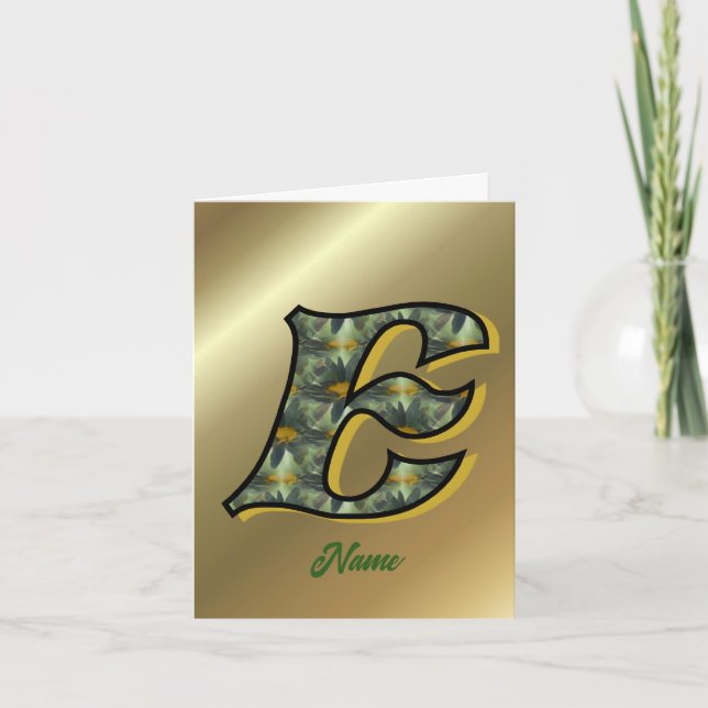 Monogram Initial E Daisies Art Personalized Note Card (Front)