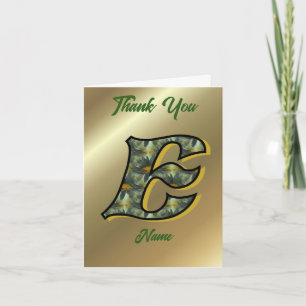 Monogram Initial E Daisies Art Personalized Thank You Card