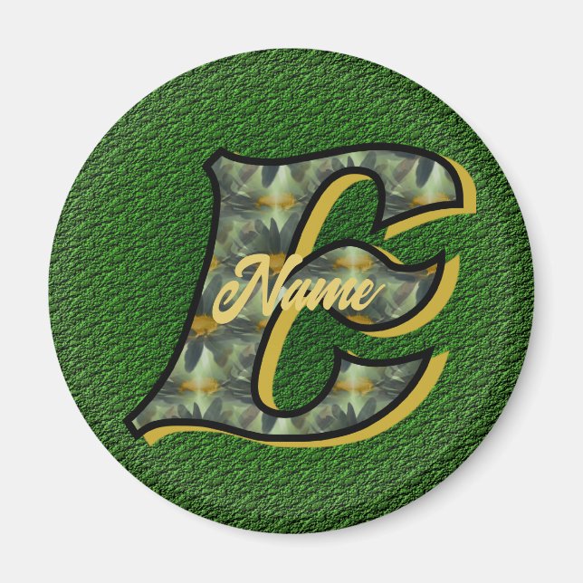 Monogram Initial E Daisies Floral ArtPersonalized Magnet (Front)