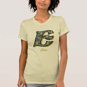 Monogram Initial E Daisy Flower Art Personalized T-Shirt