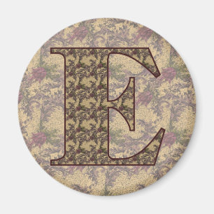 Monogram Initial E Elegant Vintage Floral Magnet