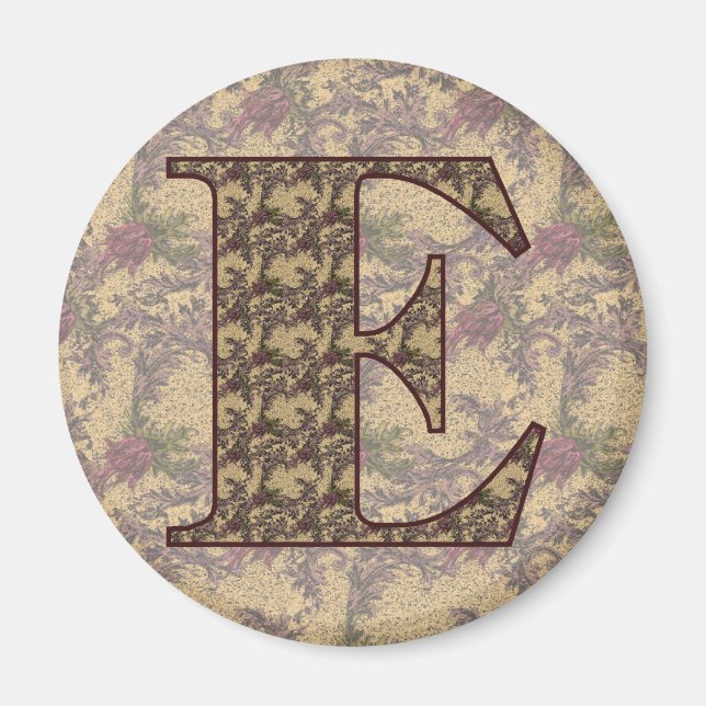 Monogram Initial E Elegant Vintage Floral Magnet (Front)