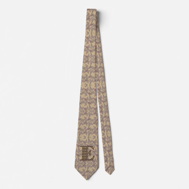 Monogram Initial E Elegant Vintage Floral  Tie (Front)
