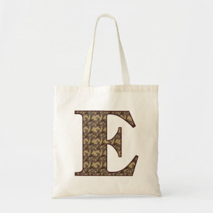 Monogram Initial E Elegant Vintage Floral Tote Bag