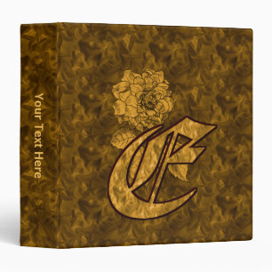 Monogram Initial E Gold Satin Peony Personalized Binder