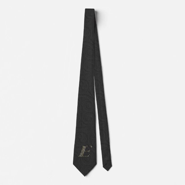 Monogram Initial E Hydrangea Floral  Tie (Front)