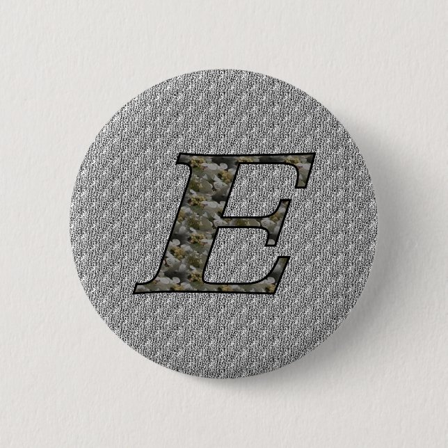 Monogram Initial E Hydrangea Flowers 2 Inch Round Button (Front)
