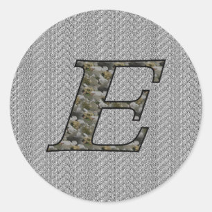 Monogram Initial E Hydrangea Flowers Classic Round Sticker