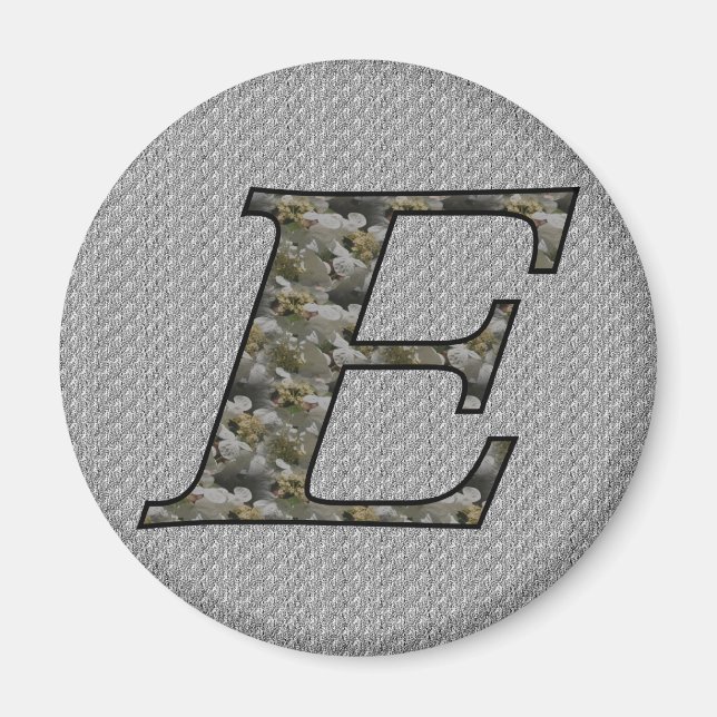 Monogram Initial E Hydrangea Flowers Magnet (Front)