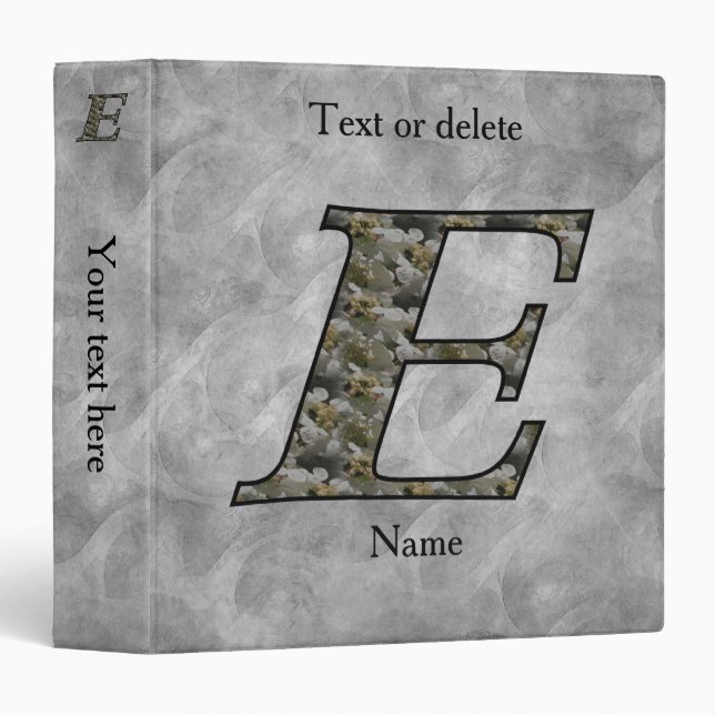 Monogram Initial E Hydrangea Flowers Personalized Binder (Front/Spine)
