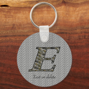 Monogram Initial E Hydrangea Flowers Personalized Keychain