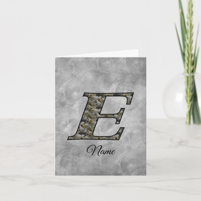 Monogram Initial E Hydrangea Flowers Personalized Note Card (Front)