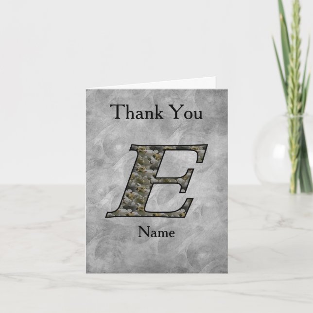 Monogram Initial E Hydrangea Flowers Personalized Thank You Card (Front)