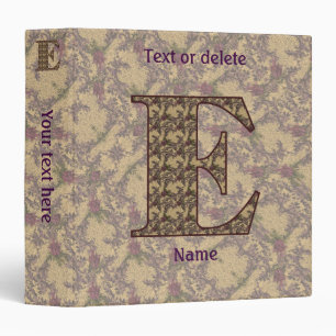 Monogram Initial E Vintage Floral Personalized Binder
