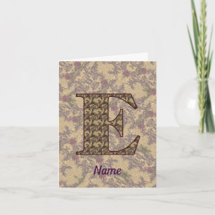 Monogram Initial E Vintage Floral Personalized  Note Card
