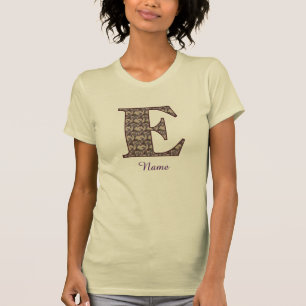 Monogram Initial E Vintage Floral Personalized T-Shirt