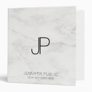 Monogram Initial Elegant Marble Customer Template Binder