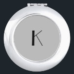 Monogram Initial Elegant Minimalist Grey Black  Compact Mirror<br><div class="desc">A gift for her. A monogrammed initial compact mirror which is elegant in it's simplicity.  Silver,  or silver plate,  Grey and Black. Change the initial to personalize for your recipient.</div>