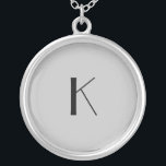 Monogram Initial Elegant Minimalist Grey Black Silver Plated Necklace<br><div class="desc">A gift for her. A monogrammed initial necklace which is elegant in it's simplicity.  Silver,  or silver plate,  Grey and Black. Change the initial to personalize for your recipient.</div>