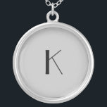 Monogram Initial Elegant Minimalist Grey Black Silver Plated Necklace<br><div class="desc">A gift for her. A monogrammed initial necklace which is elegant in it's simplicity.  Silver,  or silver plate,  Grey and Black. Change the initial to personalize for your recipient.</div>