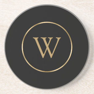 Monogram Initial Elegant Modern Gold Coaster