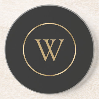 Monogram Initial Elegant Modern Gold Coaster