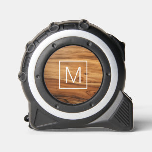 Monogram initial elegant polished wood look 1