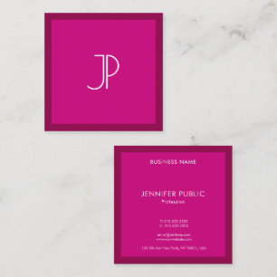 Monogram Initial Elegant Trend Color Viva Magenta Square Business Card
