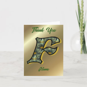 Monogram Initial F Daisies Art Personalized Thank You Card
