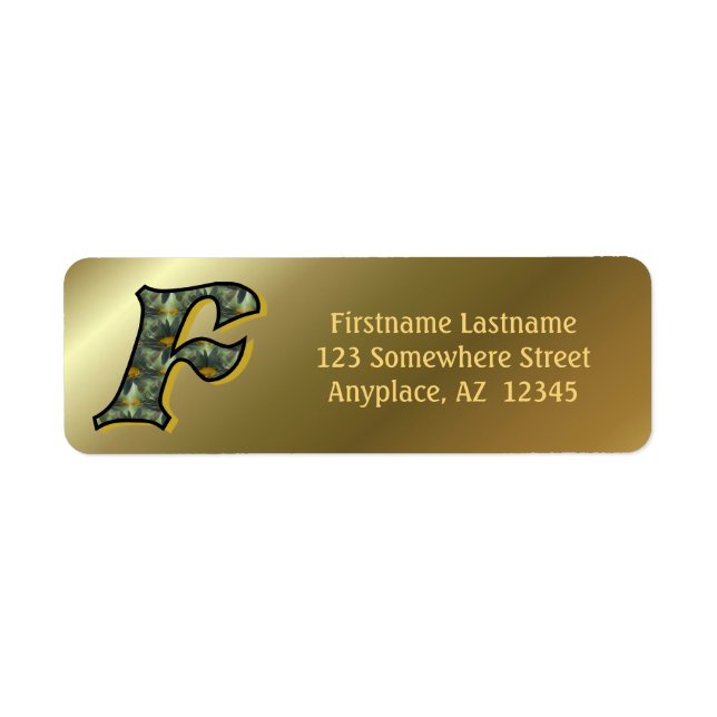 Monogram Initial F Daisies Art Return Address  (Front)