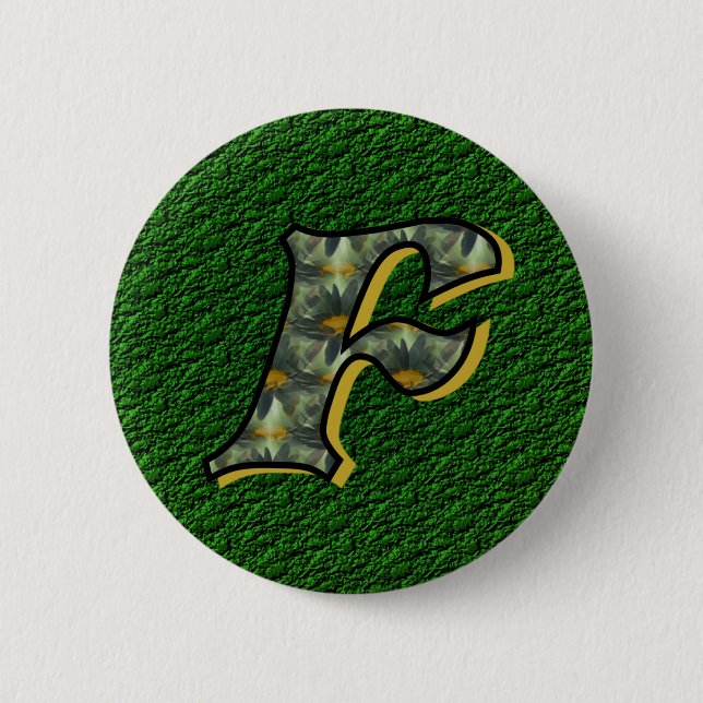 Monogram Initial F Daisy Floral Art 2 Inch Round Button (Front)