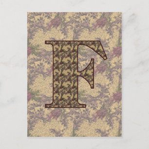 Monogram Initial F Elegant Vintage Floral Postcard