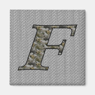 Monogram Initial F Hydrangea Floral Magnet