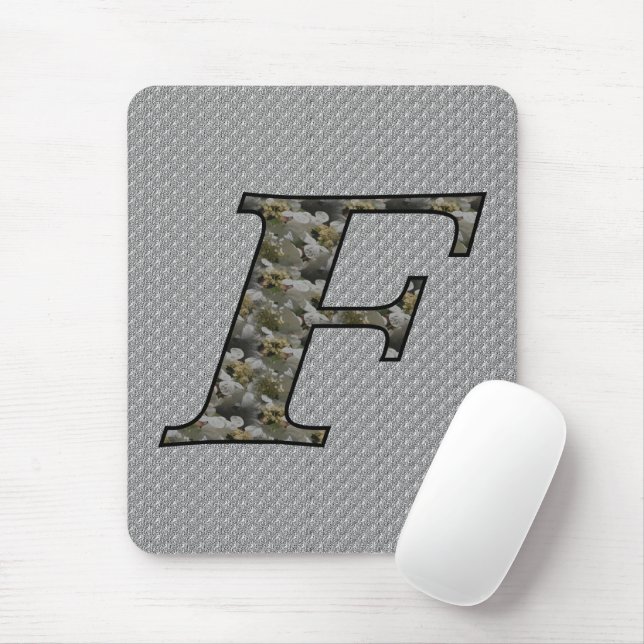 Monogram Initial F Hydrangea Floral  Mouse Pad (With Mouse)