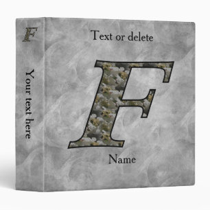 Monogram Initial F Hydrangea Flowers Personalized Binder