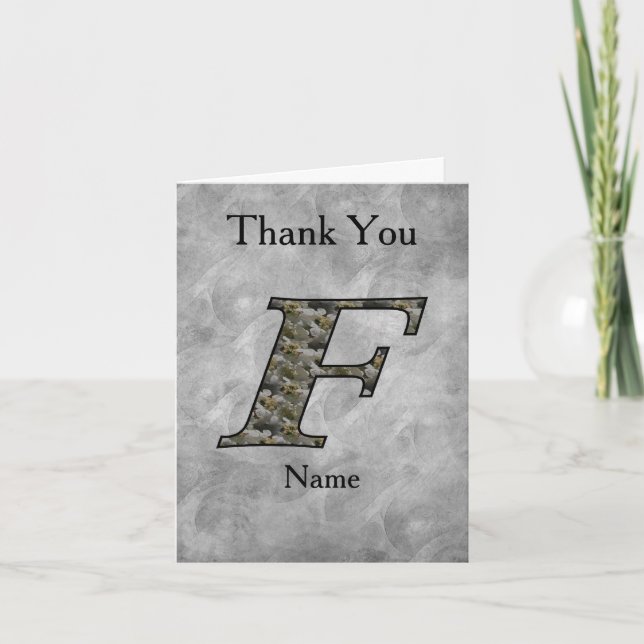 Monogram Initial F Hydrangea Flowers Personalized Thank You Card (Front)