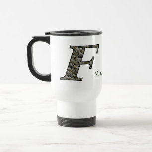 Monogram Initial F Hydrangea Flowers Personalized Travel Mug