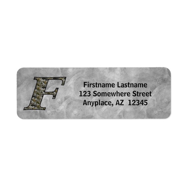 Monogram Initial F Hydrangea Return Address  (Front)