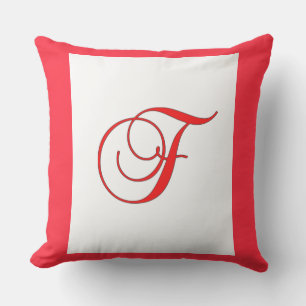 Monogram Initial F Square Plush Outdoor Patio Pillow