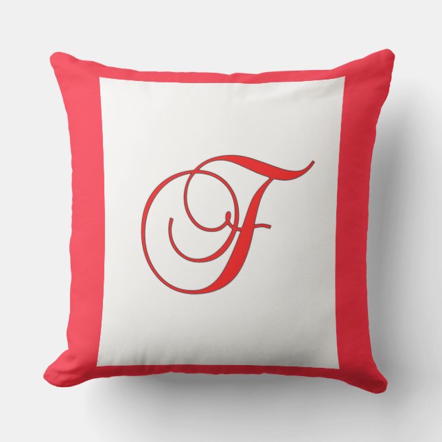 Monogram Initial F Square Plush Outdoor Patio  Pillow (Front)