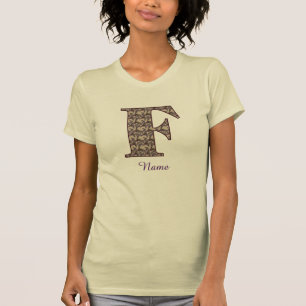 Monogram Initial F Vintage Floral Personalized T-Shirt