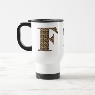 Monogram Initial F Vintage Floral Personalized Travel Mug