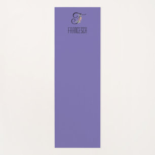Monogram initial F watercolor flower lavender Yoga Mat