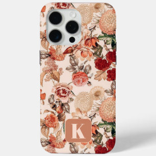 Monogram Initial Fall Autumn Floral iPhone Case