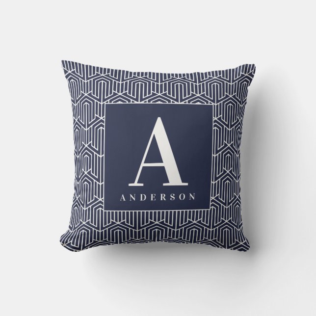 Monogram/ Initial family name geometric cushion. Throw Pillow (Front)